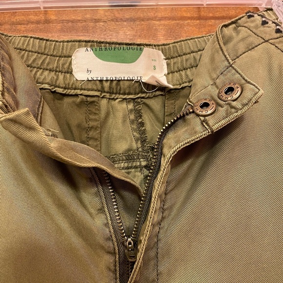 Anthropologie Womens Army Green Elastic Ankle Embroidered Pants - Picture 4 of 8